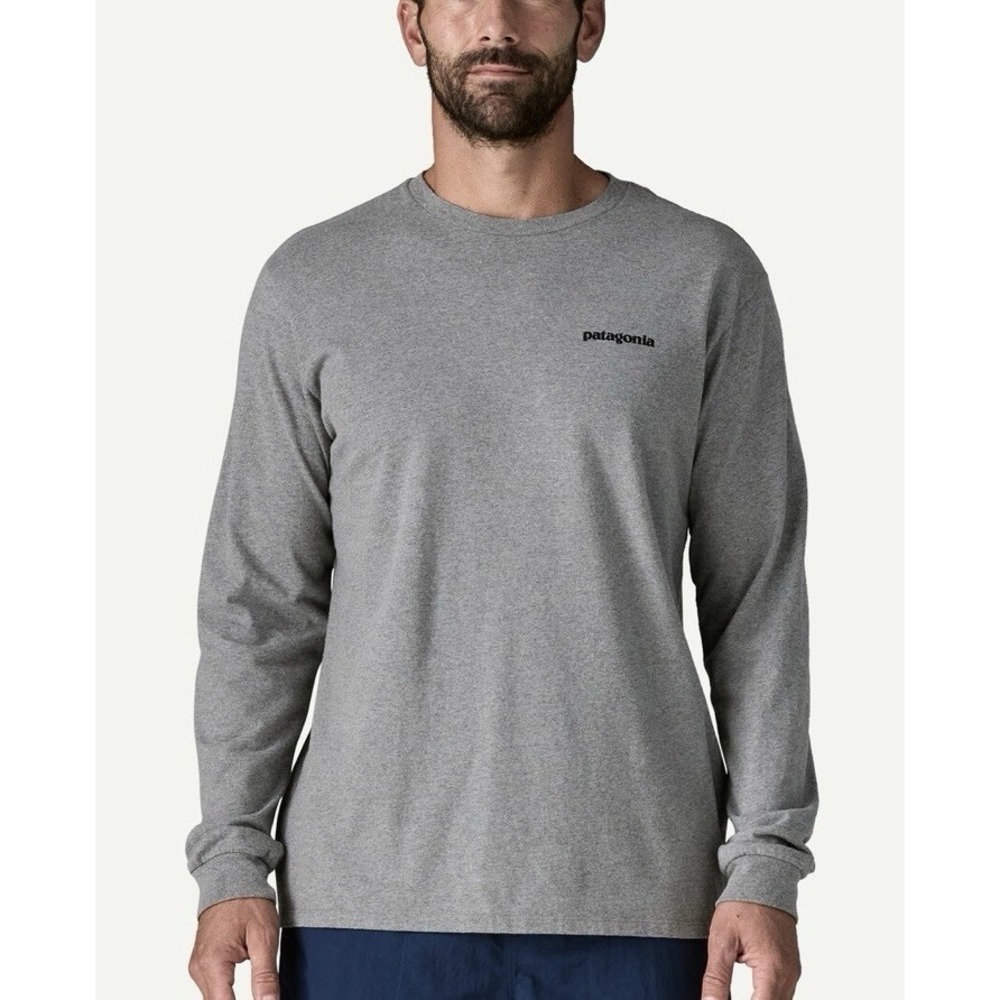 Patagonia Shirt Mens Responsibili Tee Long Sleeve P-6 Graphic‎ Crew Neck Gray M